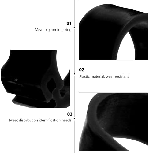 Stobok 100pcs anel de pé de pombo 10mm Branco Pedra preta anéis de pássaro plástico Ringos de identificação de pernas de pássaro para