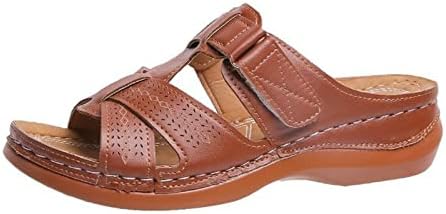 XIPCOKM Sandals Trendy for Women 2023 Slippers de verão Aberto do dedo do pé de fivela de fivela e slides de arco de arco