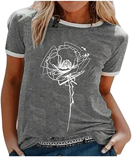 Camisetas gráficas vintage para mulheres, camiseta gráfica de leão camisa de férias de flores silvestres camisetas de manga