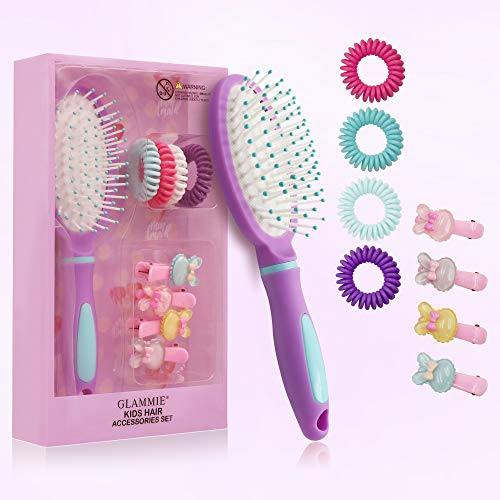 Glammie Kids Hair Brush - Girls Hair Brush - Acessórios de cabelo para meninas - Presentes de aniversário de menina de 4 anos