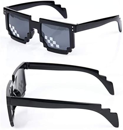 [2 pacote] Óculos de sol da vida de bandidos, homens mulheres vidro de 8 bits de pixels de Óculos de mosaico foto adereços de óculos de sol unissex - preto