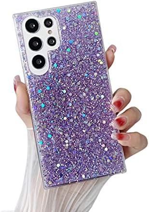 Caixa Samsung Galaxy S23 Ultra Glitter, Bling de diamante brilhante e fofo Casos de meninas de meninas de borracha Tampa de proteção à prova de choque para Galaxy S23 Ultra