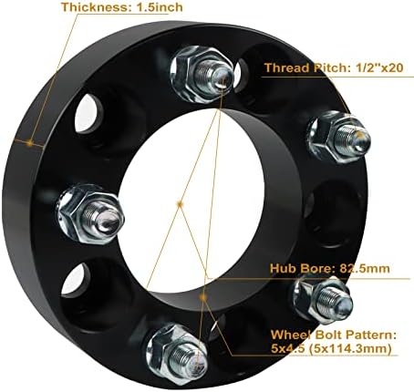 Kessocco 1,5 polegada 5x4.5 espaçadores de rodas para tj yj xj kj kk zj, 4pcs 5x114.3mm sólido forjado 5 termaceiros de roda