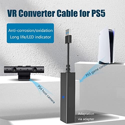 DIYEENI para PS5 para Cabo Adaptador de Câmera PS4, Cabo de conversor PS VR com indicador de LED, conversor portátil Conexão de cabo para console de jogo PS5 para Câmera Host PS4