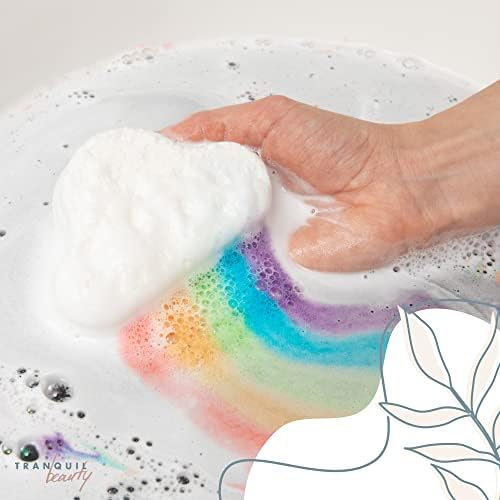 Tranquilbeauty Magical Rainbow Bath Bombs para meninas e meninos | Conjunto de 3 efervessos de banho coloridos | Orgânico,