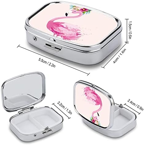 Caixa de organizador de comprimidos Recipiente de pílula de pílula rosa Flamingo portátil Caso de comprimidos de pílula Caixa de armazenamento de medicamentos 2.2x1.6in