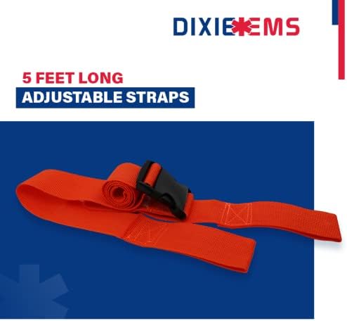 Dixie EMS Retaps com fivela de plástico e loops, tiras de 5 pés para tábua da coluna, laranja - 3 peças