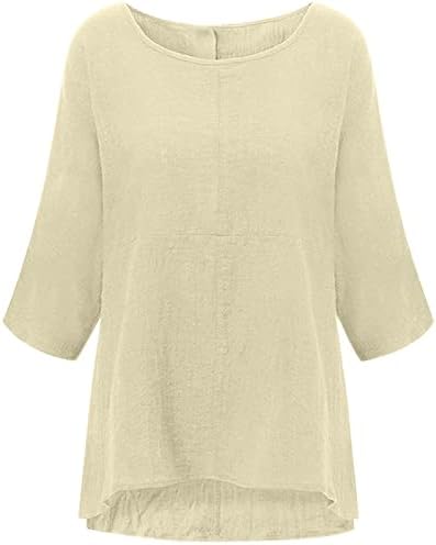Camiseta de tamanho grande para mulheres no pescoço redondo 3/4 mangas blusa leve sólida solta tops 2023 roupas de banho de verão