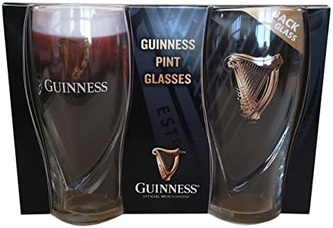 Guinness 20 oz de copos de cerveja Twin Pack | Mercadoria oficial certificada | Presente ideal para os amantes da cerveja
