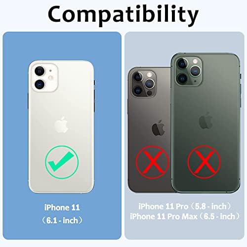 USLAI PARA IPHONE 11 CASA [Artesanato requintado] [Bloqueio de RFID] Caixa de telefone da carteira de couro de alta qualidade para capa para iPhone 11, preto
