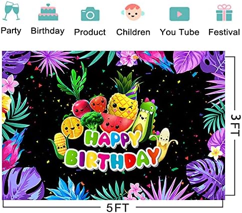 Faculdade de frutas para Hey Bear Sensory Fruit Birthday Festes Supplies 59x38in Fruit Banner para decoração de festa