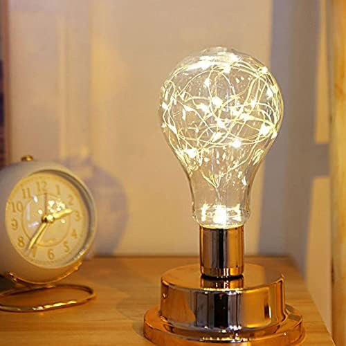 Lâmpada de mesa lâmpada decorativa de ferro, bateria alimentada por lâmpada dourada noturna para desktop de escritório lumin