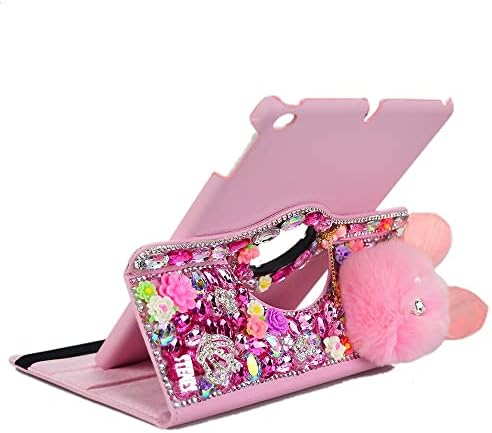 AS -ZEKE GLITTER CAHE COMBATE COMPATÍVEL com iPad 3 9,7 polegadas, 3d Série artesanal Rabbit Bunny Crown Flor Strassle Crystal Bling Design Protector Caso - rosa