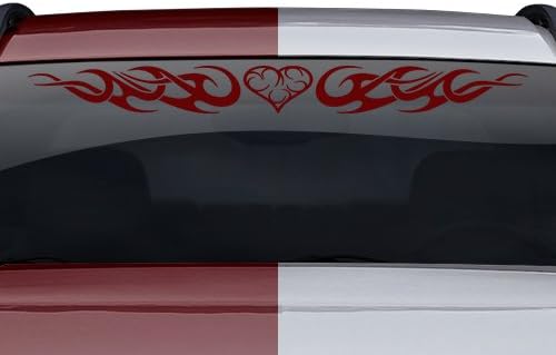 Criações pegajosas Design #138-01 Heart Tribal Swirl Flame Accent Windshield Decalador adesivo vinil traseiro traseiro da janela traseira bandeira de carro traseira SUV Van Trailer Barco
