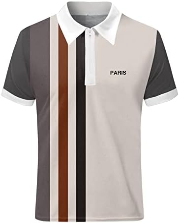 Mens clássica camisa polo de manga curta colorida bloco de colarinho de colarinho de t-shirt de golfe esportivo casual, camiseta pólo grátis de rugas