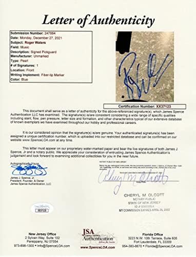 Roger Waters assinou autógrafo preto em tamanho grande Fender Electric Bass Guitar C com James Spence JSA Carta de Autenticidade - Pink Floyd com Nick Mason e David Gilmour - O Piper nos portões do amanhecer, um maduse Mistura, obscurecida por nuvens, o lado sombrio da lua, gostaria que você esti
