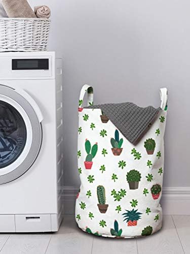 Bolsa de lavanderia exótica lunarável, cacto ornamental rítmico em estilo de desenho animado e plantas suculentas impressão de