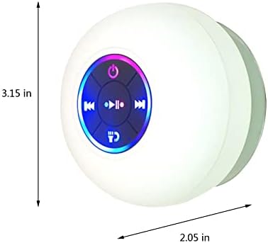 Alto-falante de chuveiro Bluetooth, com copo de viva-voz com luz leve com um copo de sucção dedicado ao microfone