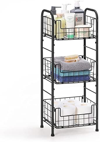 Prateleiras de banheiro gratuitas Shinoske, prateleiras de armazenamento, altas prateleiras de arame de três camadas para banheiro, cozinha, sala de estar