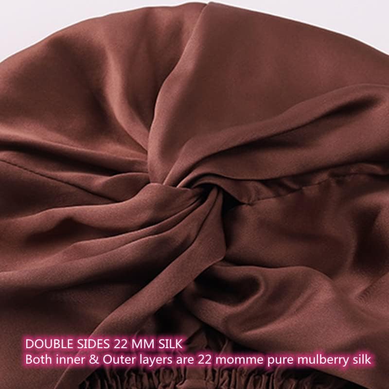 GuineQueen 22 Momme Mulberry Selk Sleep Cap para mulheres Cuidados com cabelos, capô natural da noite de seda com elástico na cabeça