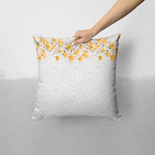 Iirov Karamfila Amarelo e Cinza Floral V14 - Decoração de casa decorativa personalizada Tampa de travesseiro de arremesso para baixo ou ao ar livre para sofá, cama ou almofada