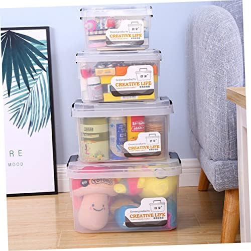 CABILOCK 1PC Caixa de caixa plástica transparente Cubos de armazenamento com tampa Cajas Para Guardar Juguetes Casa de