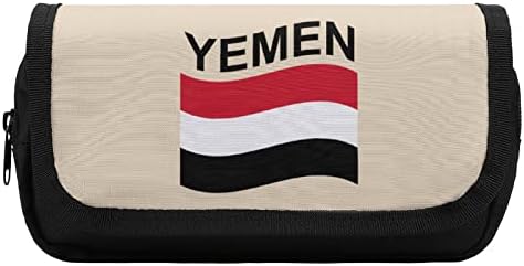 Bandeira de estojo de lápis do iêmen Bolsa de caneta dupla com zíper de grande capacidade Penador de panela de papelaria