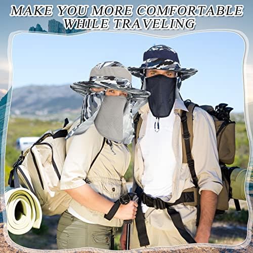 8 PCs Chapéu de pesca com tampa do rosto e aba do pescoço, chapéu de proteção UV de largura larga larga para homens para homens