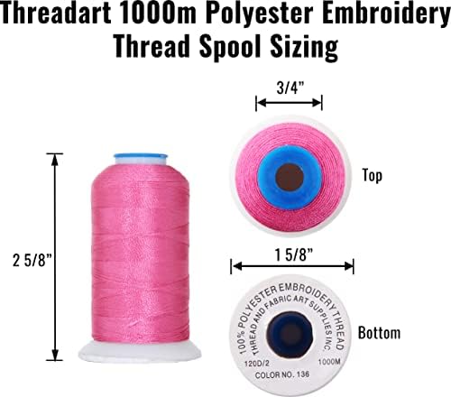 Threadart Polysters Machine Borderyer Thread by the Spool - No. 115 - Tijolo vermelho - 1000m - 40wt - Centenas de opções de cores