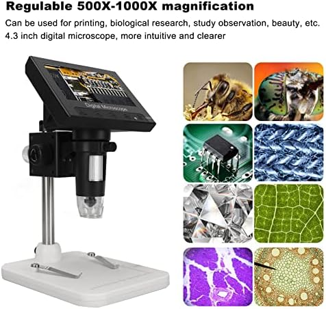 Microscópio digital, Microscopio Profesional 500x 1000X Ligna 8 Luzes LED uma operação de mão 4.3in para impressão