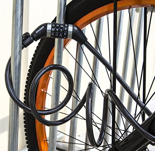 Wordlock Bike Bike Lock - 4 Dial, 5 pés, preto, 7,70in. x 6,00in. x 1,30in.