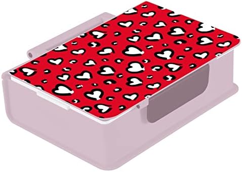 PRIMAGEM DE ALAZA LEOPARD Ouça Red Bento Lunch Box sem vazamentos de BPA Recipientes de almoço com garfo e colher, 1 peça