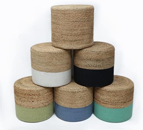 Tecido st. Pouf otomano | Indodificado à mão | de juta | Pouf grande de Funiture | Coloque para os pés, saco