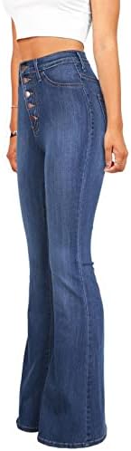 Jeans de baixo para mulheres de cintura alta feminina Butão do joelho rasgado calças de jeans angustiadas calças de calça