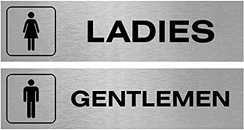 Desirou 2 Covento 304 grau Aço inoxidável premium senhoras cavalheiros símbolos signo banheiro pacote gêmeo - 200 x 50 mm pacote de 1 senhoras e 1 cavalheiro