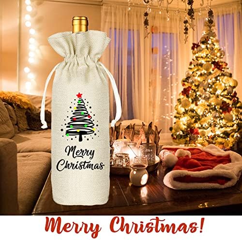 Bolsa de vinho de Natal personalizada, presente para o Natal, Feliz Natal Bolsas de Presente, sacos de garrafa de vinho, sacos de vinho de férias, Favor de festa - Bolsa de vinho reutilizável
