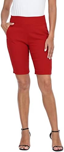 HDE puxe shorts de bermuda para mulheres no meio da ascensão 10 shorts de uns com bolsos