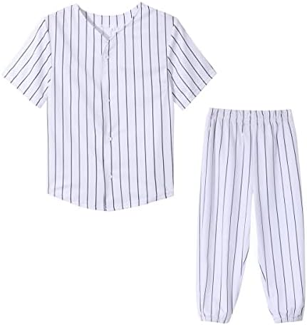 Mowbeat Baby Boy Baseball Jersey Shorts Define a calça de listras de listras de cores sólidas da criança da camisa de camisa