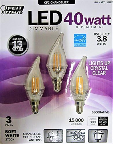 Feit Electric - LED Candelabra Candelier Bulbos Dimmable 40W = 3,8W
