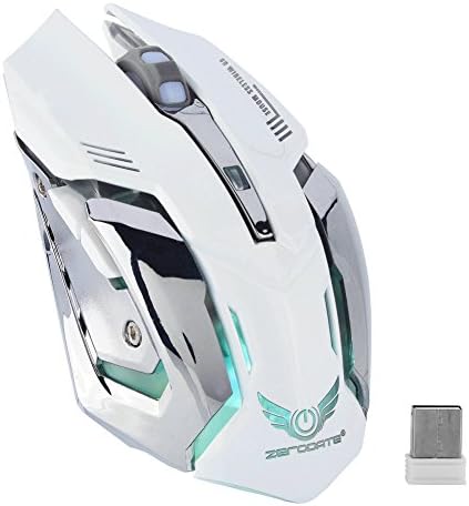 Mouse de computador sem fio, 2.4g sem fio recarregar o mouse ergonomia rato óptico rato 2400dpi para laptop para PC, 7 cores da luz