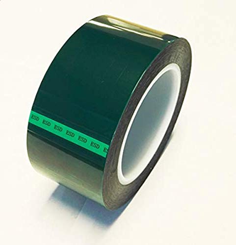 BERTECH ESD TAPE, 3 polegadas x 72 jardas, verde, filme de poliéster com adesivo de silicone