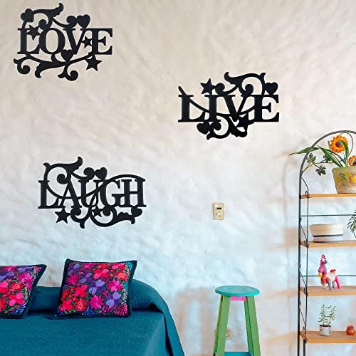 Manortang metal preto abençoe decoração de parede ferro amor risada risada de cozinha decoração de arte de parede, fosco preto