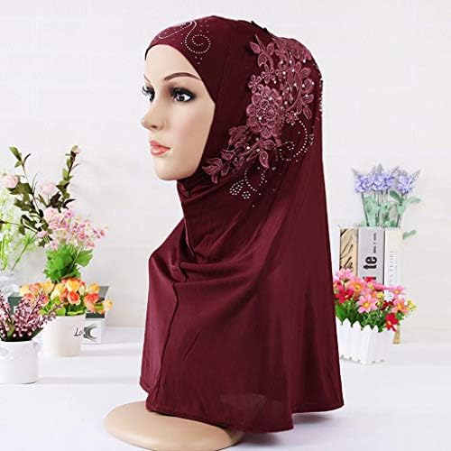 Chapéus vintage para mulheres xale xale xale envolta o lenço de cabeça puxar o deslizamento conveniente do hijab duplo em lenço