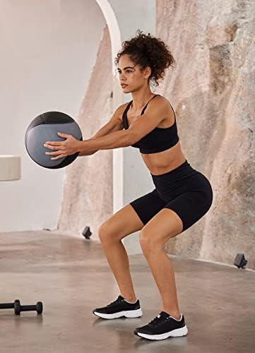 Baleaf Sweatleaf Feminino Feminino Compression Bikes Shorts 8 de cintura alta Yoga Gym Standex Shorts Bolsos laterais
