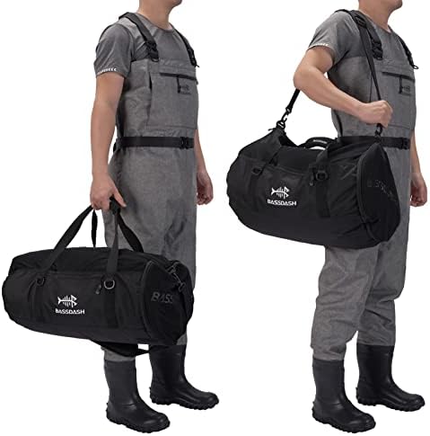 Bassdash malha Duffel com saco de alça de ombro removível para pescar caçando viagens esportes de ginástica snorkeling fp06