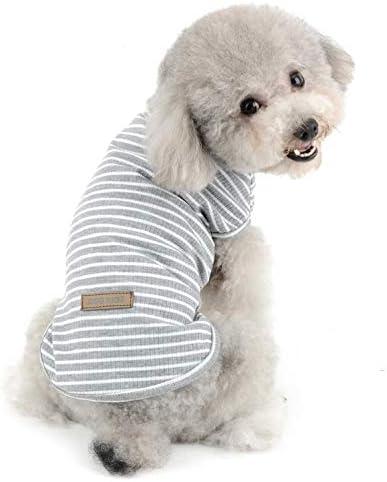 Selmai listrada camisa de camisa de cachorro para cães pequenos gatos filhotes de algodão macio mangas curtas de verão