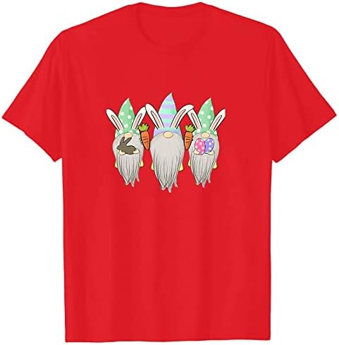 Camisa do dia da Páscoa para feminino Gnomos fofos Bunny T-shirt Love Heart Impred camisetas de manga curta camisetas