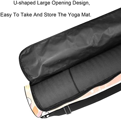 Yoga Mat Carry Bag Gym Beach Pilates Sacos de transportadoras pretas folhas de flor de cachorro preto pug, 6,7x33.9in/17x86 cm