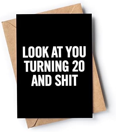 Cartão engraçado de 20 anos para homens ou mulheres com envelope | Cartão de piada para alguém que está completando 20 anos | Idéia atual e única para filho, filha.