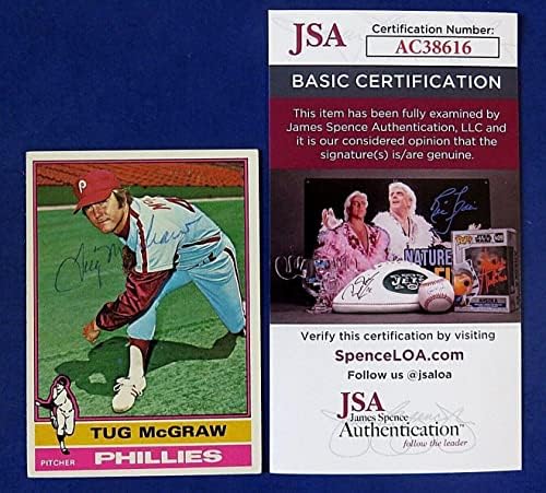 1976 TOPPS TUG McGraw assinou cartão de beisebol 565 ~ JSA AC38616 - Baseball Slabbed Cartis autografados